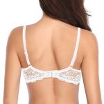 Deyllo Women's Sexy Lace Push Up Padded Plunge Add Cups Underwire Lift Up Bra, White 36B - Image 3