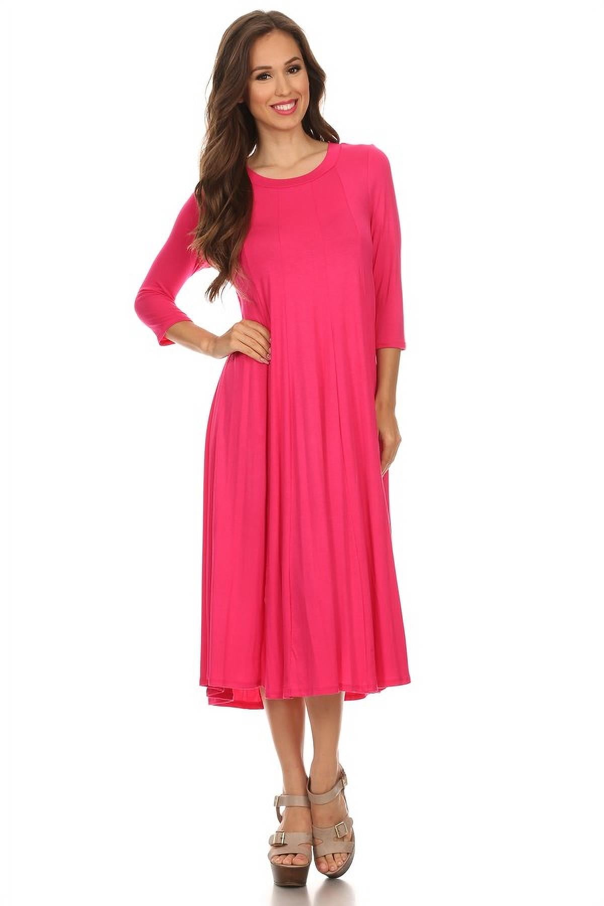 NMC-Women-s-PLUS-trendy-style-solid-3-4-sleeve-dress_b597eb2b-f049-4dde-8cab-59dbcc55039b.2ab9a7820b566b112519e367aa5765c8 NMC Women's PLUS trendy style, solid, 3/4 sleeve dress. - Image 1