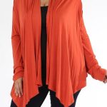 Women's Plus Size Casual Drape Open Front Cardigan Long Sleeve Made in USA